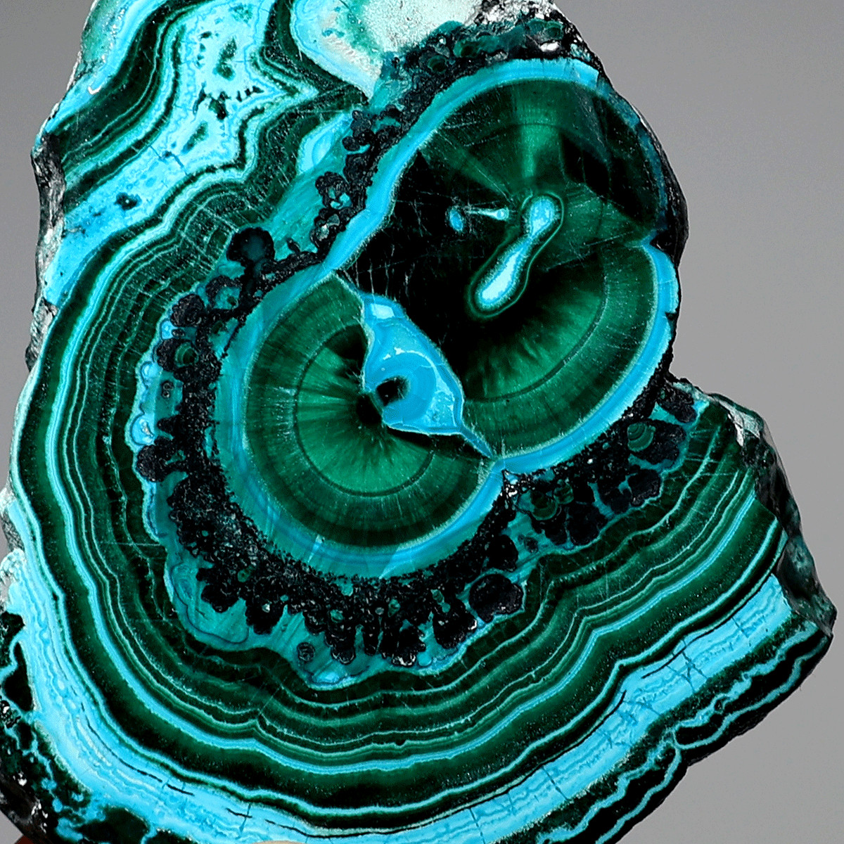 The Seer’s Stone — Orbital Chrysocolla Malachite Gem Slab — Banded Mineral Slice