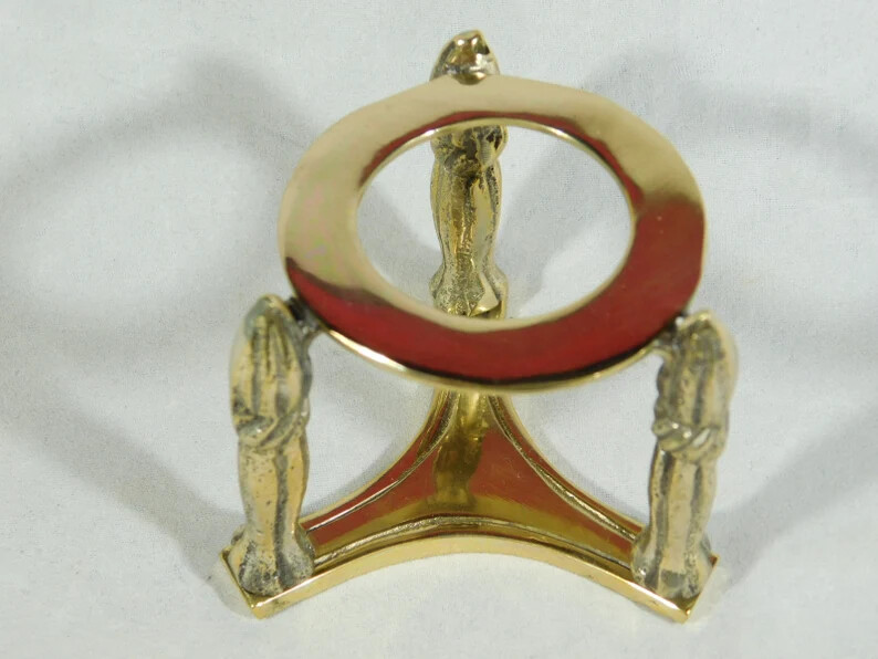 Sphere Display Stand PILLAR Design Medium Size Brass / Gold Color