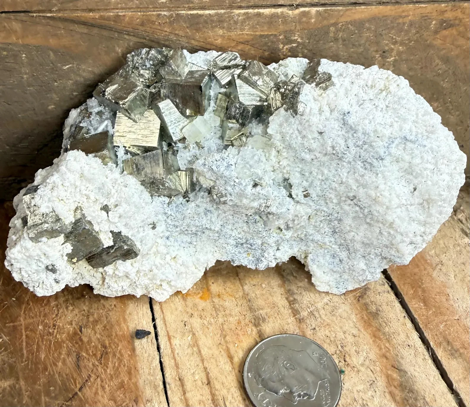 3.4″ Peruvian pyrite crystal cluster mineral specimen