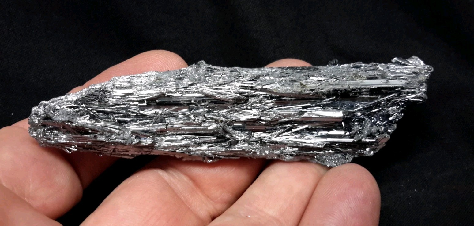 3.75″ Shiny STIBNITE Cluster from Lengshuijiang City, Hunan Province, China