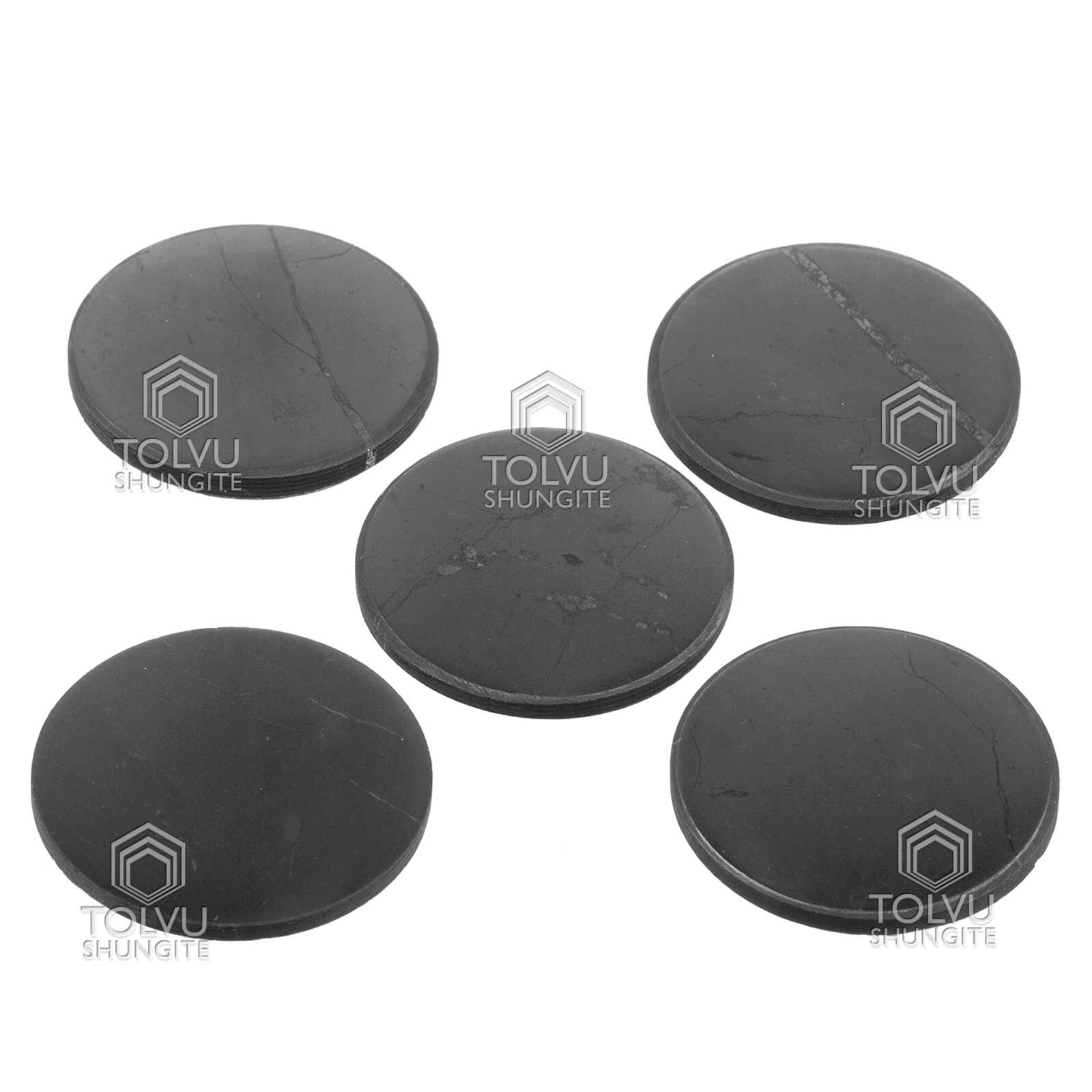 EMF protection Shungite sticker round plate, genuine shungite stone, Tolvu