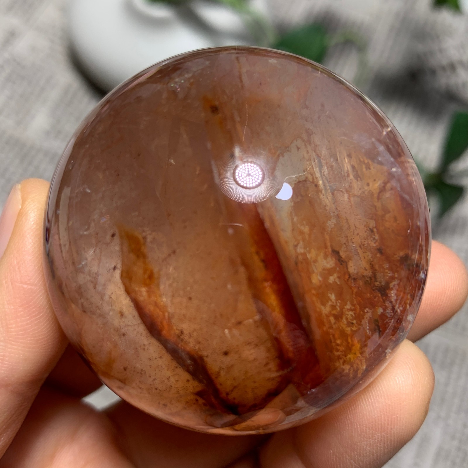 216G Natural Red Gum Flower Ball Crystal Sphere Specimen Energy Healing Reiki