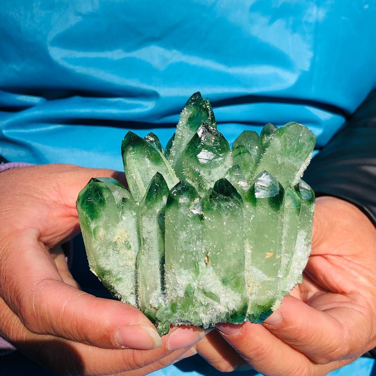 3 piece Lab-Grown Green Crystal Clusters Healing Energy Home Decor 2.53LB