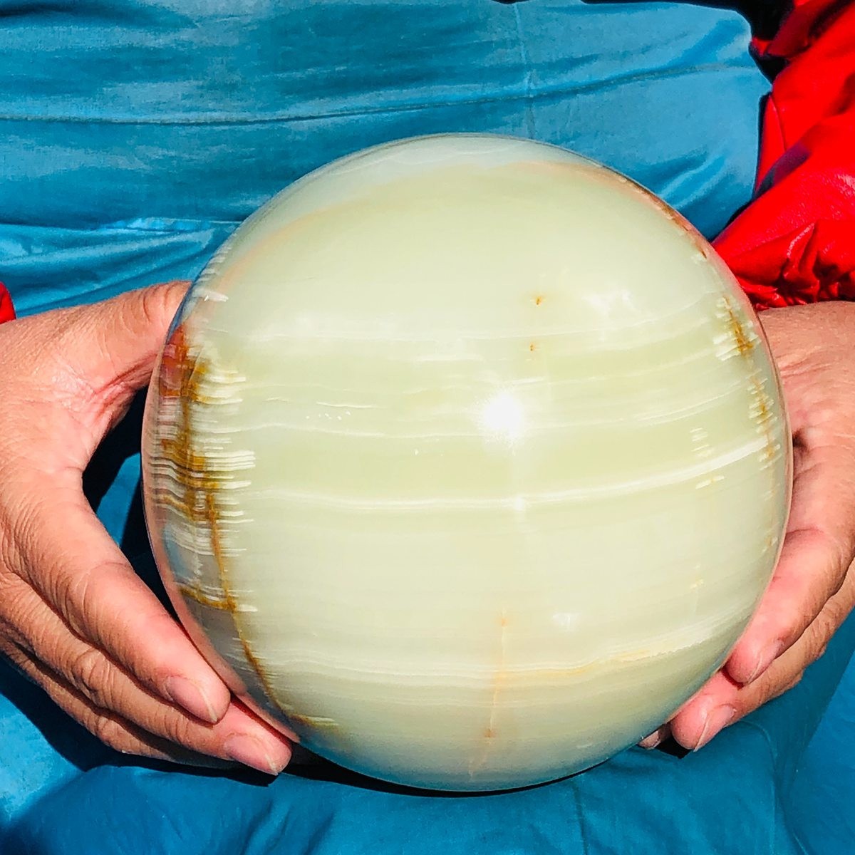 9.17LB Natural Afghan Jade Chakra Quartz Sphere healing ball Specimen 3299