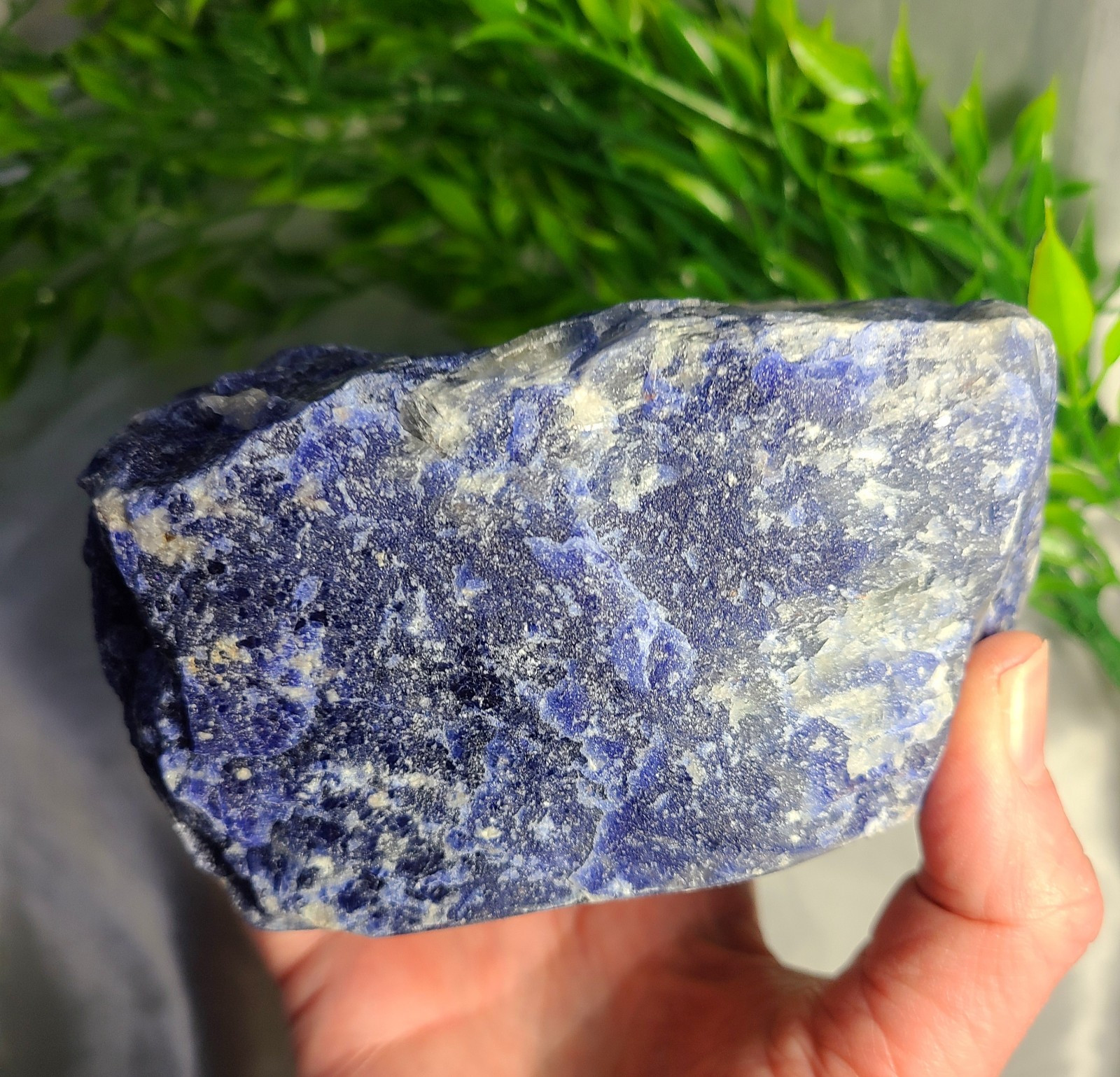 Large Raw 2lb UV Reactive Sodalite Stone Candle or Sphere Holder Tea Light Stand