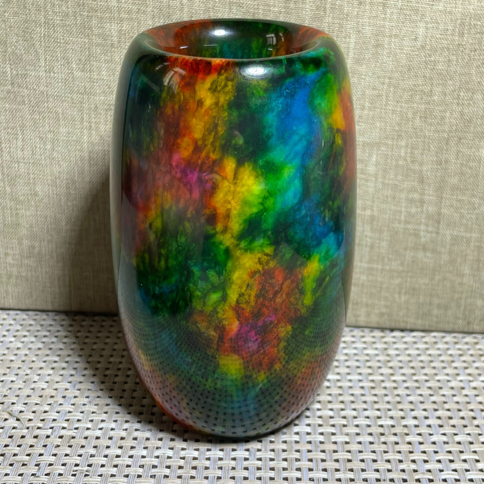 “Seven Colors Jade” vase specimen Penholder -Taiwan China 128mm A5