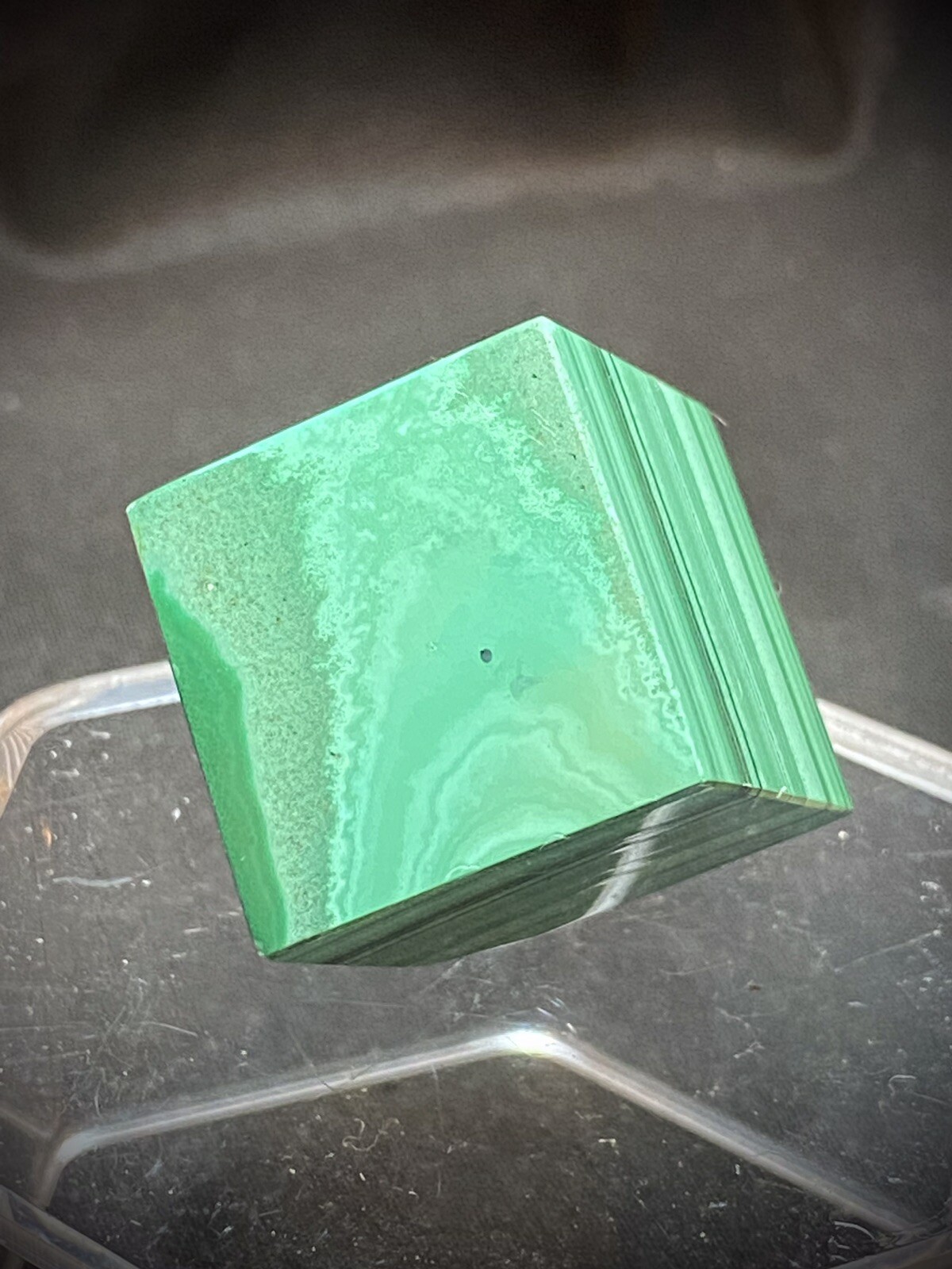 0.8 Inch Malachite Cube Stands On 1 Corner 40 Grams