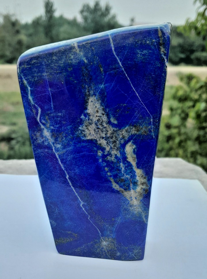 630g Lapis Lazuli Freeform With Iron Pyrite Inclusion Rough Tumbled Polished