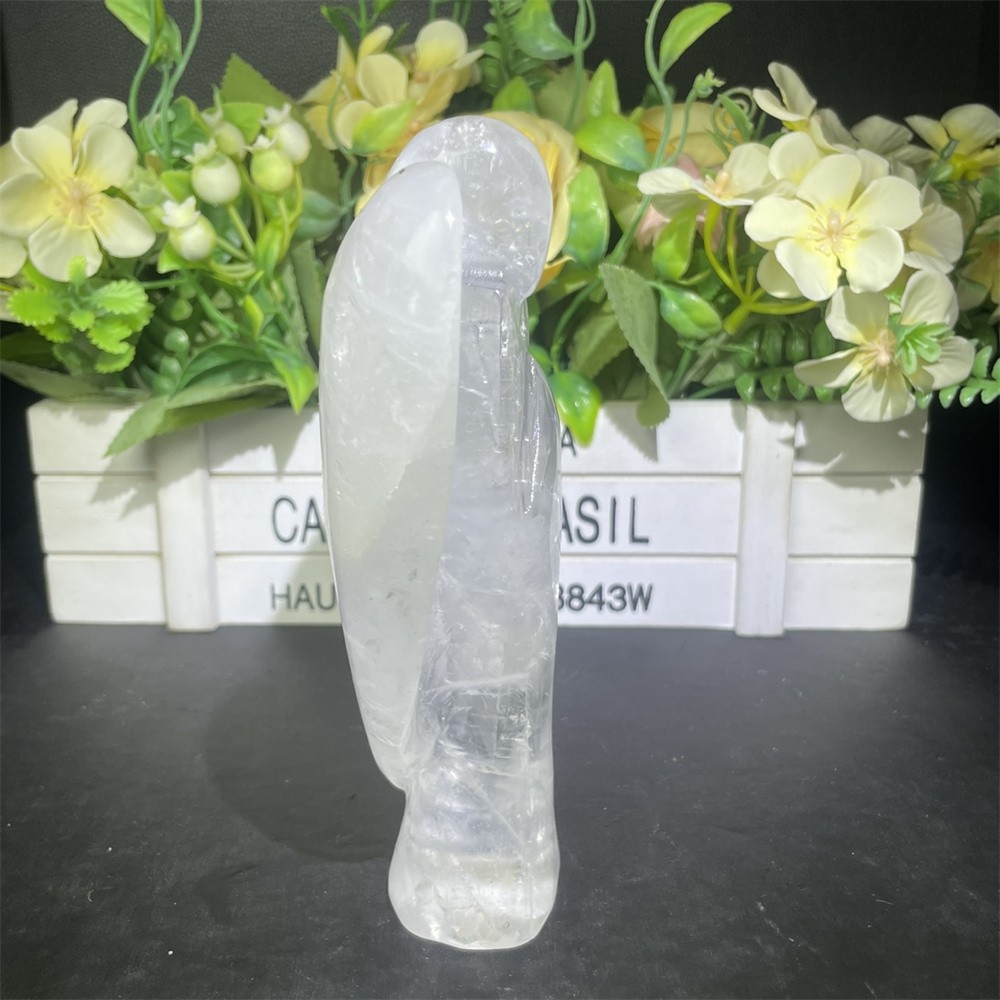 1.3LB 5.9″ Natural A+ Clear Quartz Angel Carving Crystal Quartz Mineral Decor