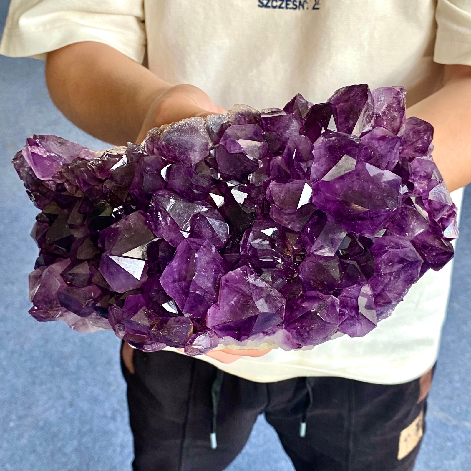 6.38LB Large Natural Amethyst geode quartz cluster crystal specimen Healing.