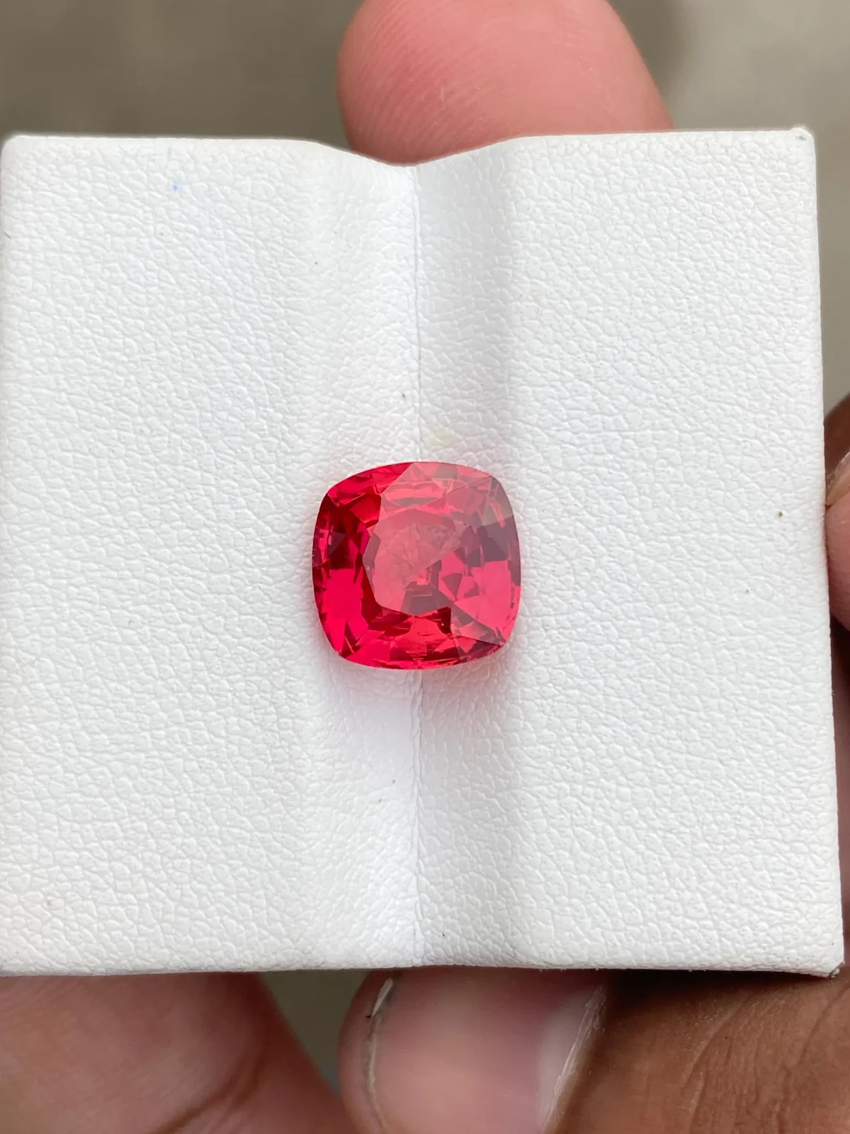 6 Ct Lab Grown Orange Sapphire, 10x10mm Cushion Cut Loose Gemstone .