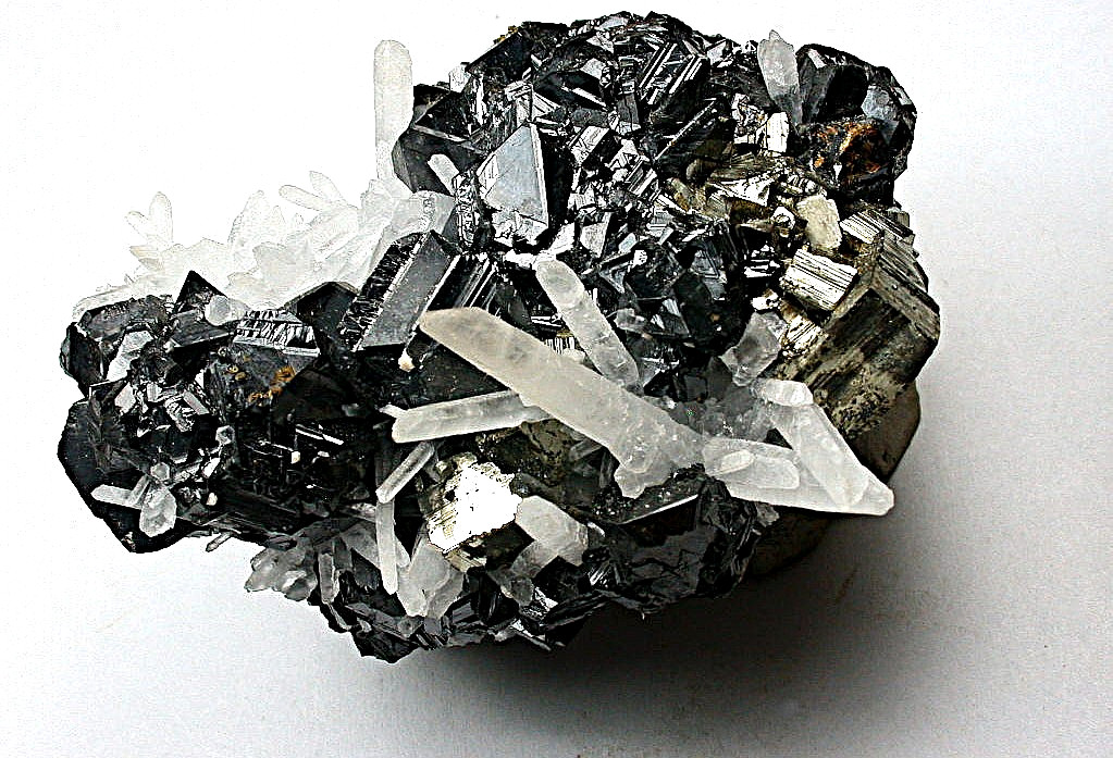 MINERALS : SPHALERITE, PYRITE, AND QUARTZ XTL COMBINATION FROM ANIMON MINE, PERU