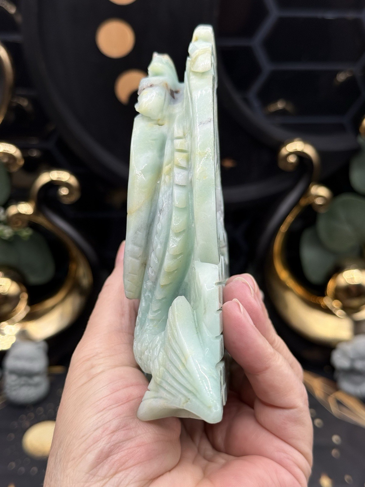 Natural Sky Blue Quartz dragon Carving Just gorgeous! 1.2lbs+ Free shipping