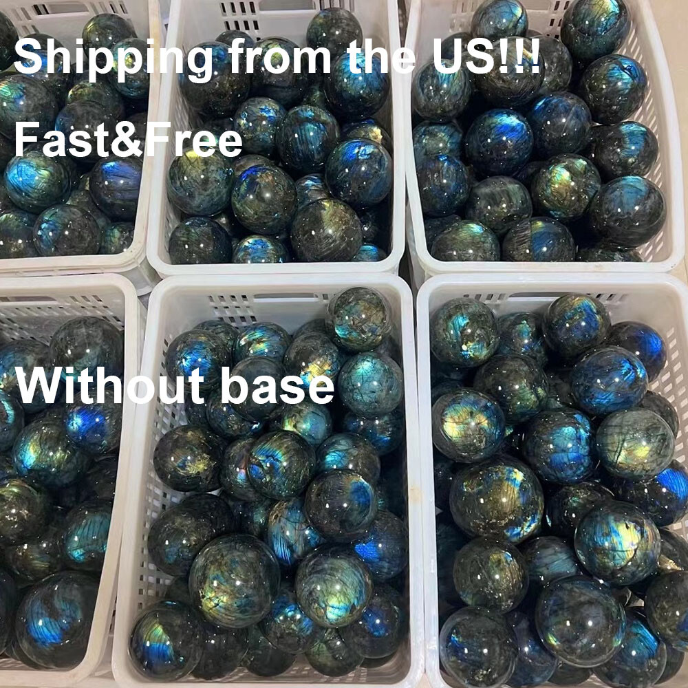 40mm Natural Rainbow Labradorite Ball Quartz Crystal Sphere Reiki Healing Gift