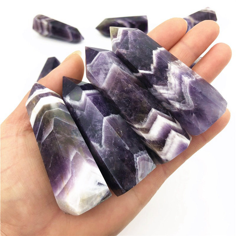 50-60mm Natural Dreamy Amethyst Quartz Crystal Obelisk Wand Tower Point Healing