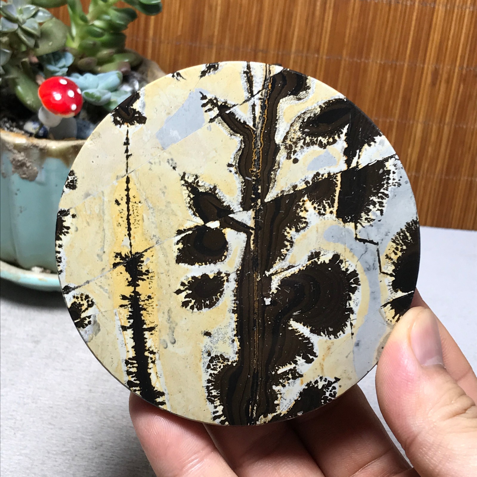 93mm Natural Chinese painting stone crystal ornaments for home decoration A6445