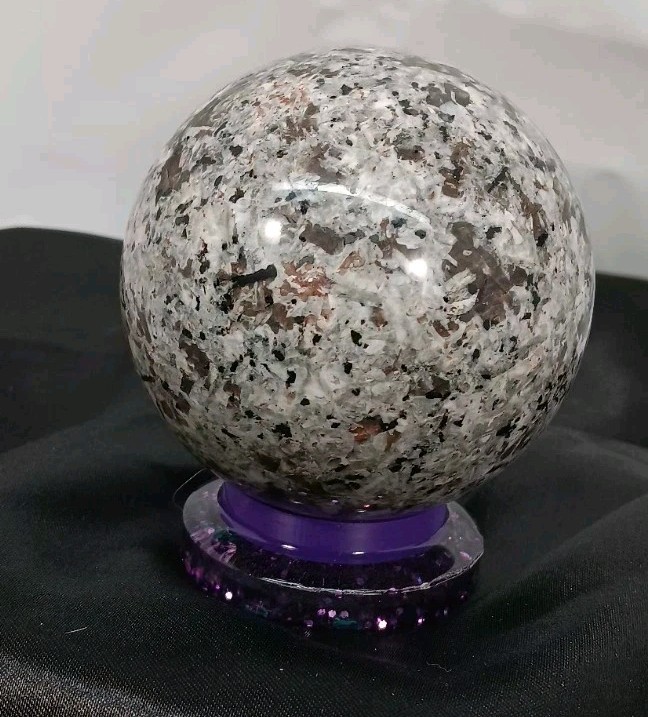 Yooperlite Quartz Crystal Sphere 70mm Gem Mineral Healing W/Stand