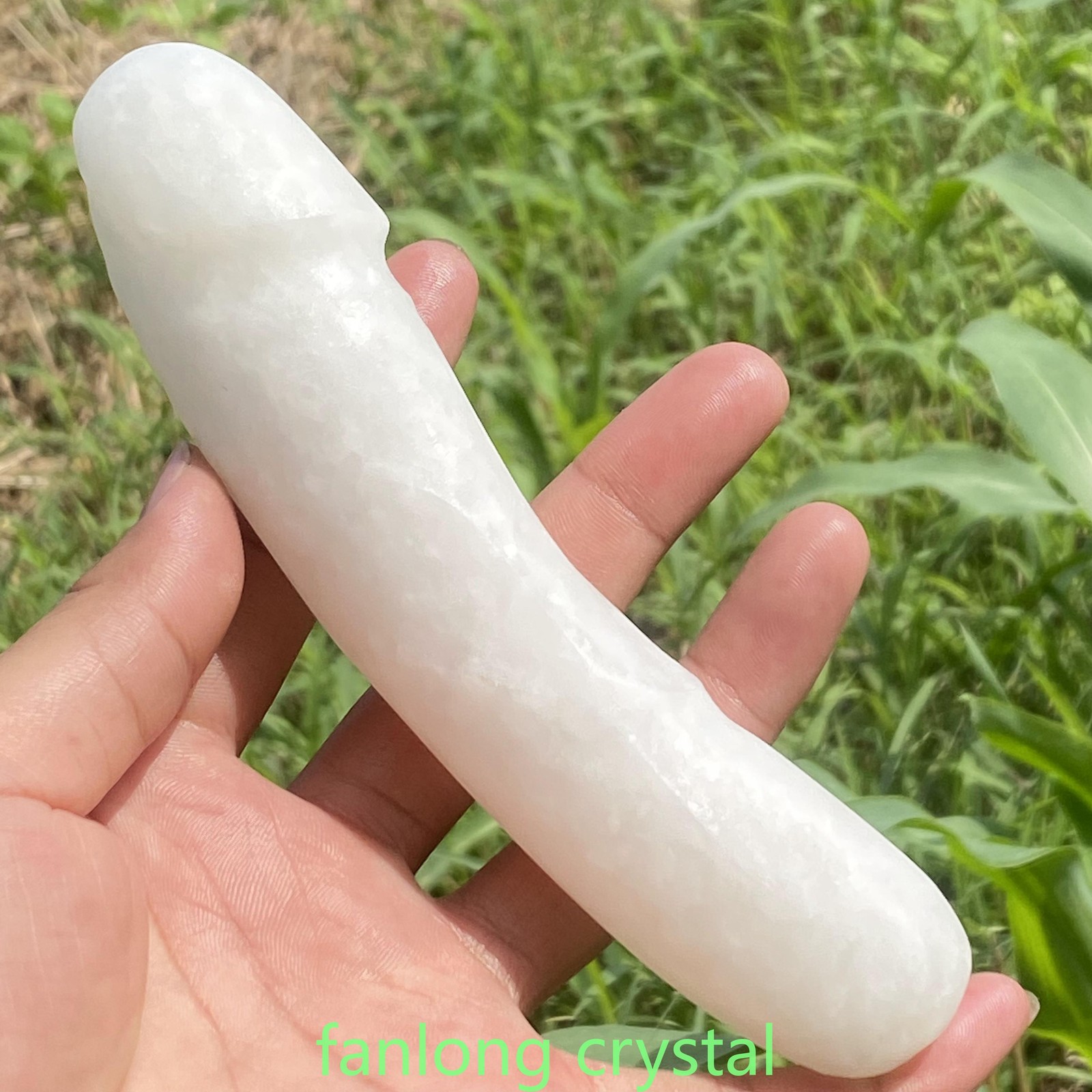 6in Natural White jade Male Penis Quartz Crystal Skull Massager scrub Gem 1PC