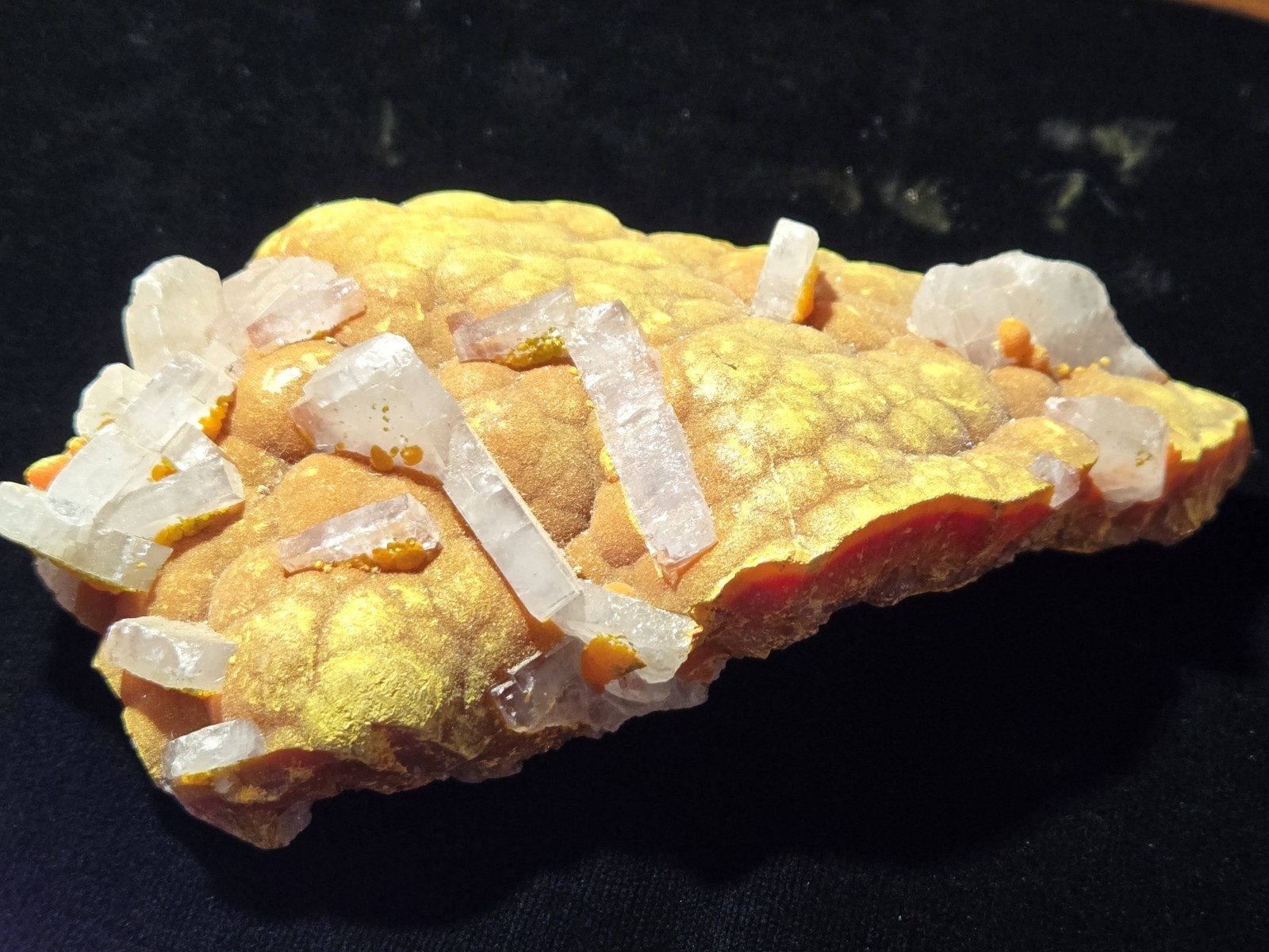 Orpement Realgar Natural Mineral Specimen With Barite and Pyrite 374g Peru 5.25″