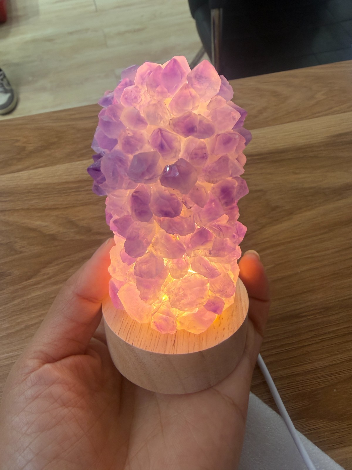 1pc natural amethys Crushed stone Quartz Crystal DIY USB Night lamp energy