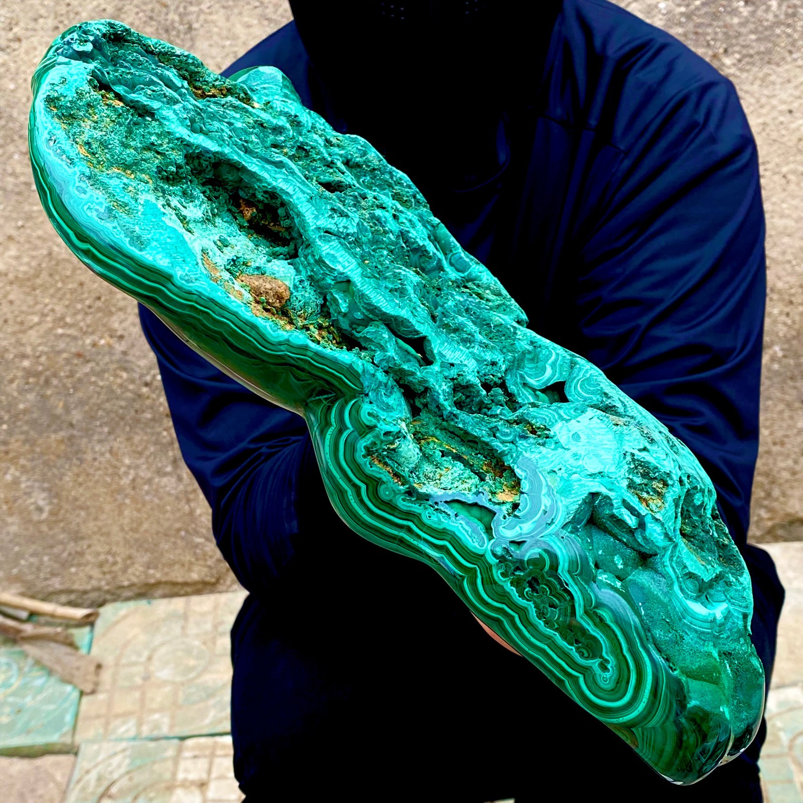 15.7LB Natural glossy Malachite transparent cluster rough mineral sample
