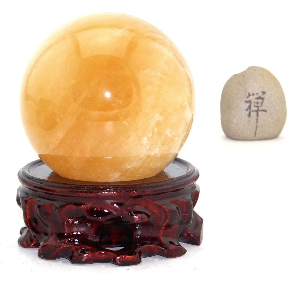 Oriental Asian Stain Malas Wood Crystal Decorative Ball Pedestal Stand