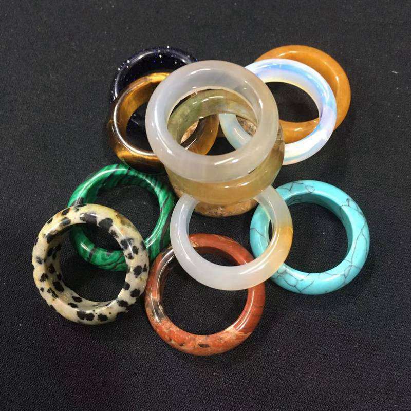Natural Quartz Crystal Agate Gemstone Ring Round Statement Ring Polished Healing