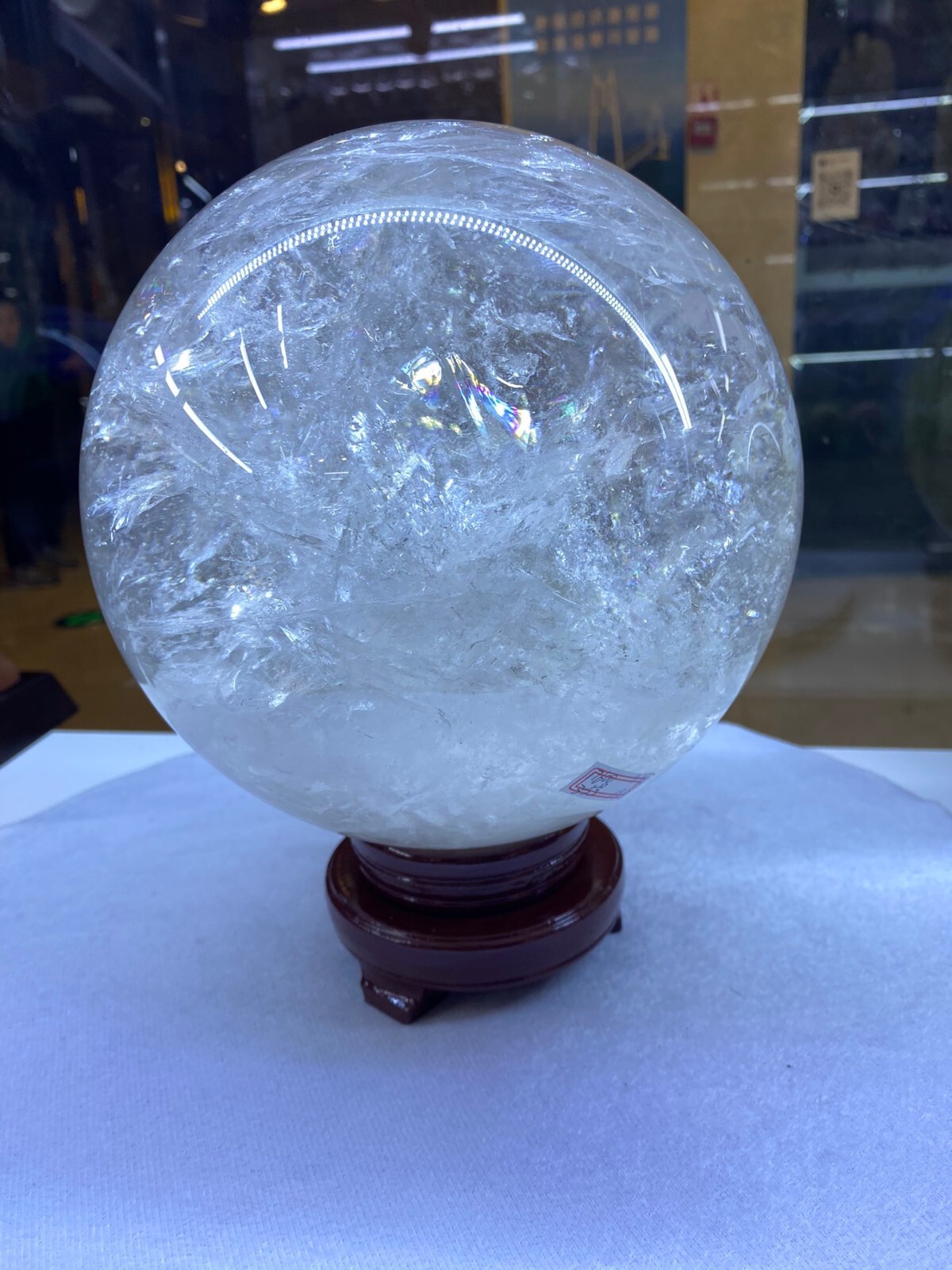22LB Large Natural Clear Quartz Sphere White Crystal Ball Healing + Stand