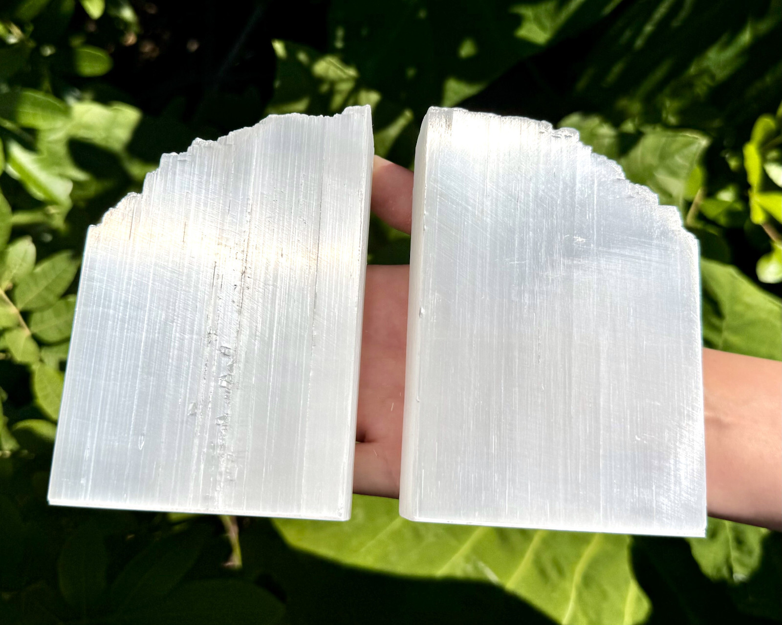 Selenite Book Ends – LARGE White Selenite Crystal Bookends (Selenite Home Decor)
