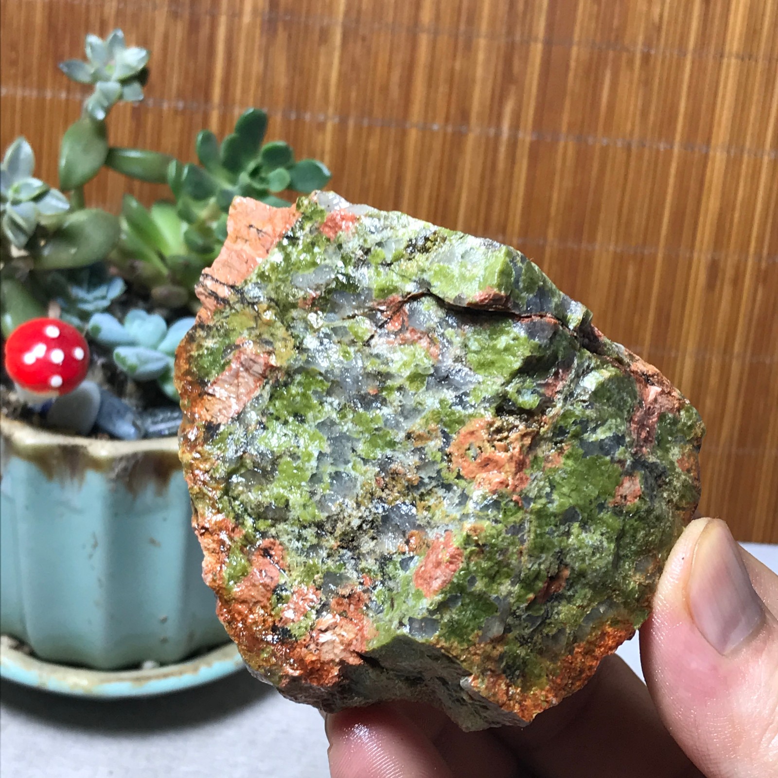 235g Natural Unakite Crystal gemstone Rough Mineral Specimen healing A6361