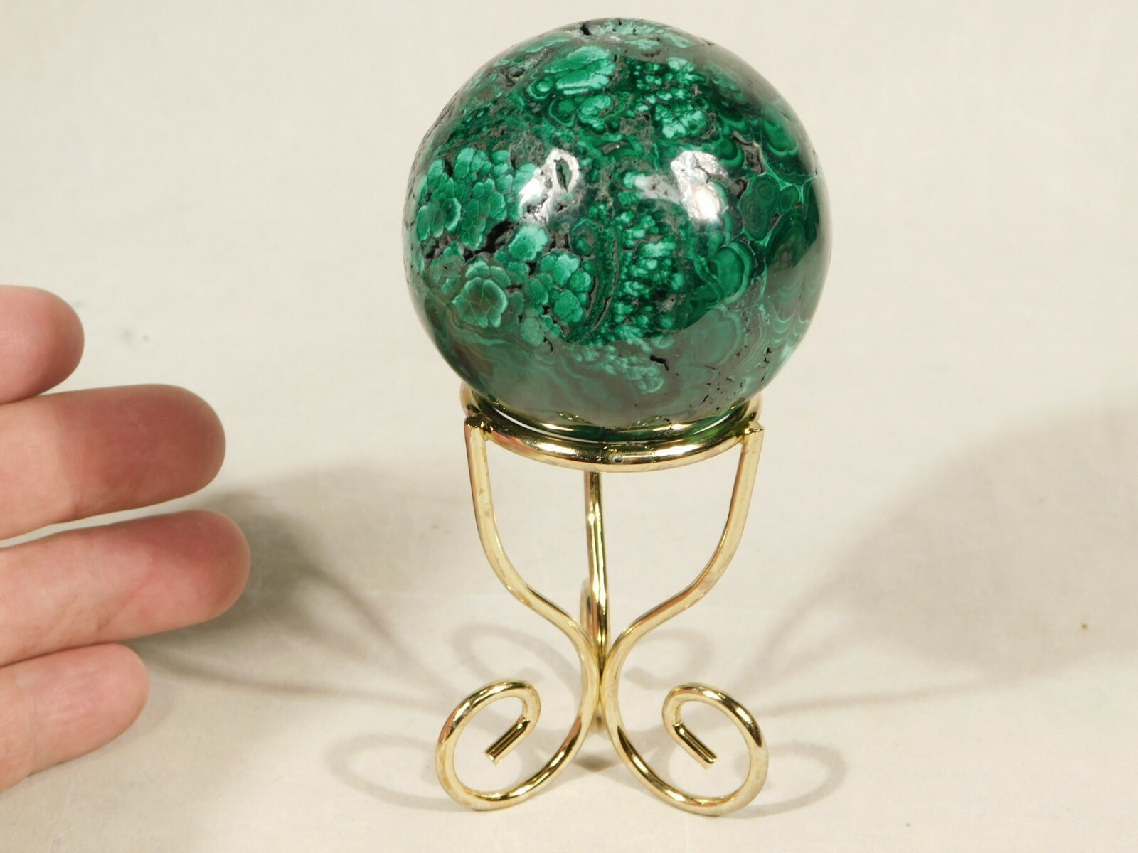Sphere Display Stand Metal Scroll Design Gold Color Small Size