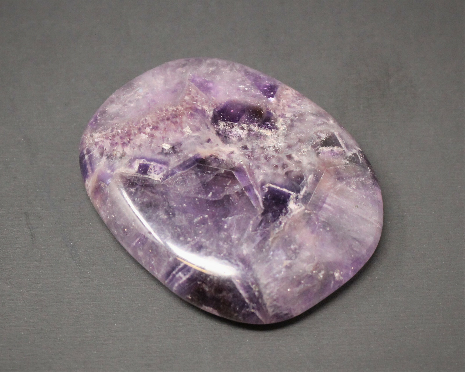 Amethyst Pocket Palm Stone MEDIUM (Smooth Polished Amethyst Worry Stone)