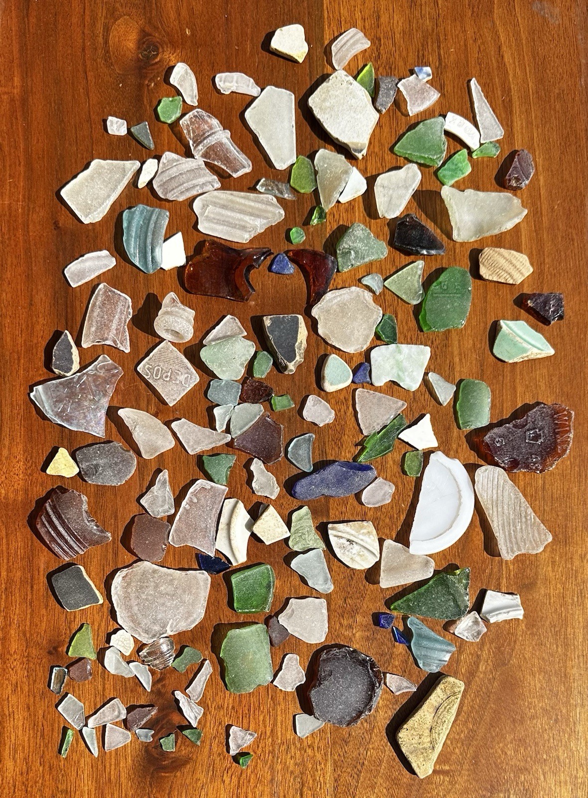 1 Plus Pounds of Natural Pa. River Glass- Green, Brown, Clear, White & Others