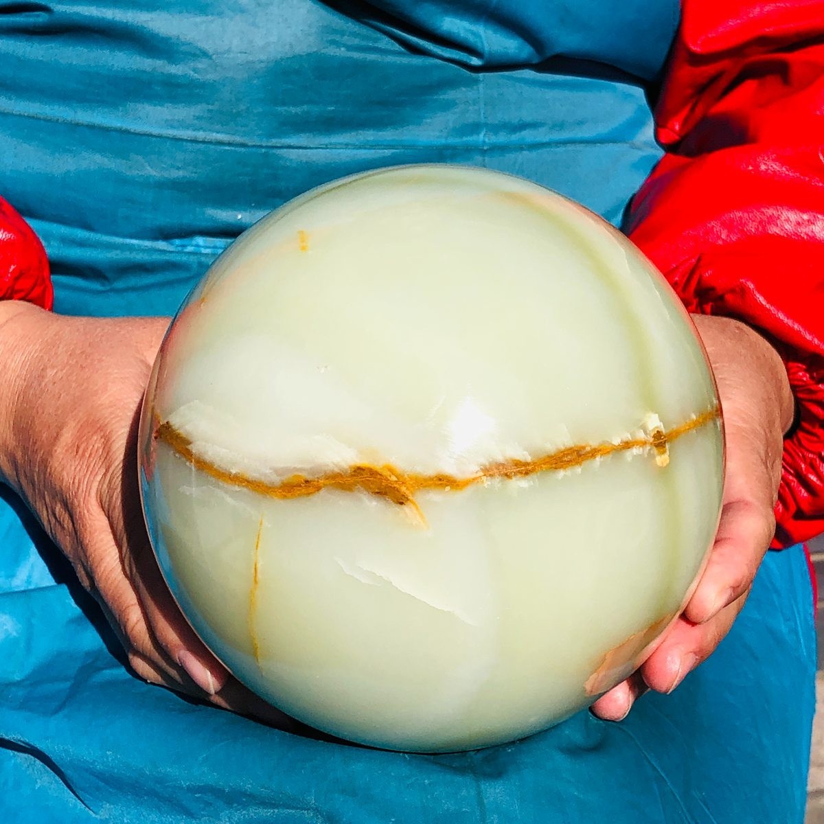 10.58LB Natural Afghan Jade Chakra Quartz Sphere healing ball Specimen 3295