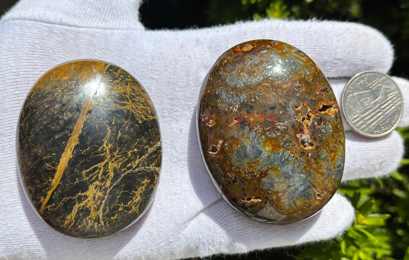 US SALE 187g LOT MULTI-COLORED MARCASITE/BLUE MIZONE OPAL PALMSTONES PALM STONE