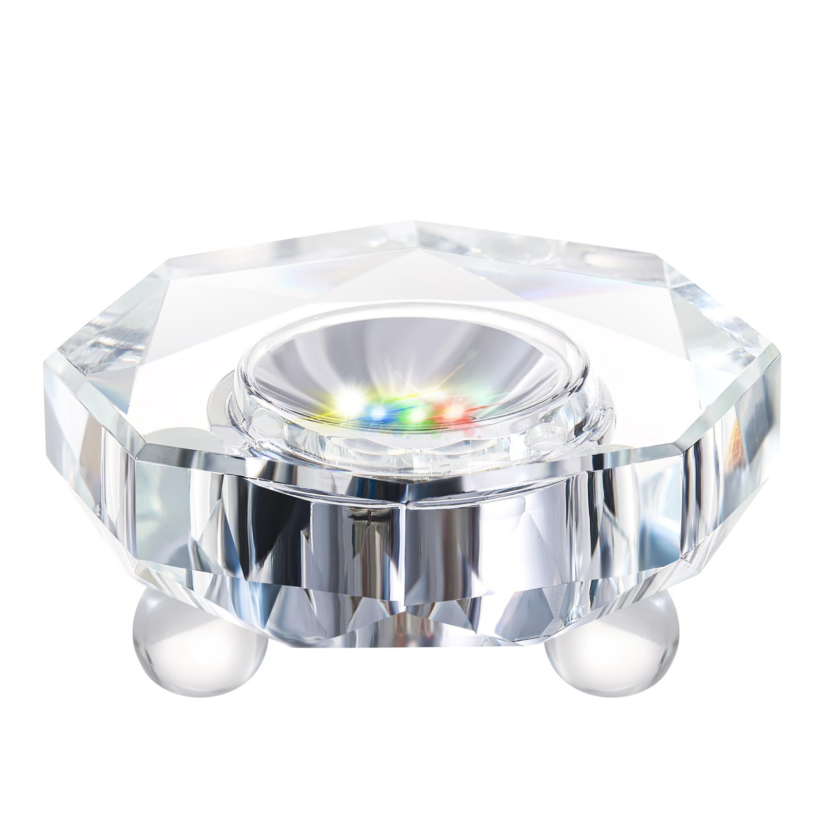 LED Lighted Display Stand for 3D Crystal Art – 7 Color Modes, Octagonal