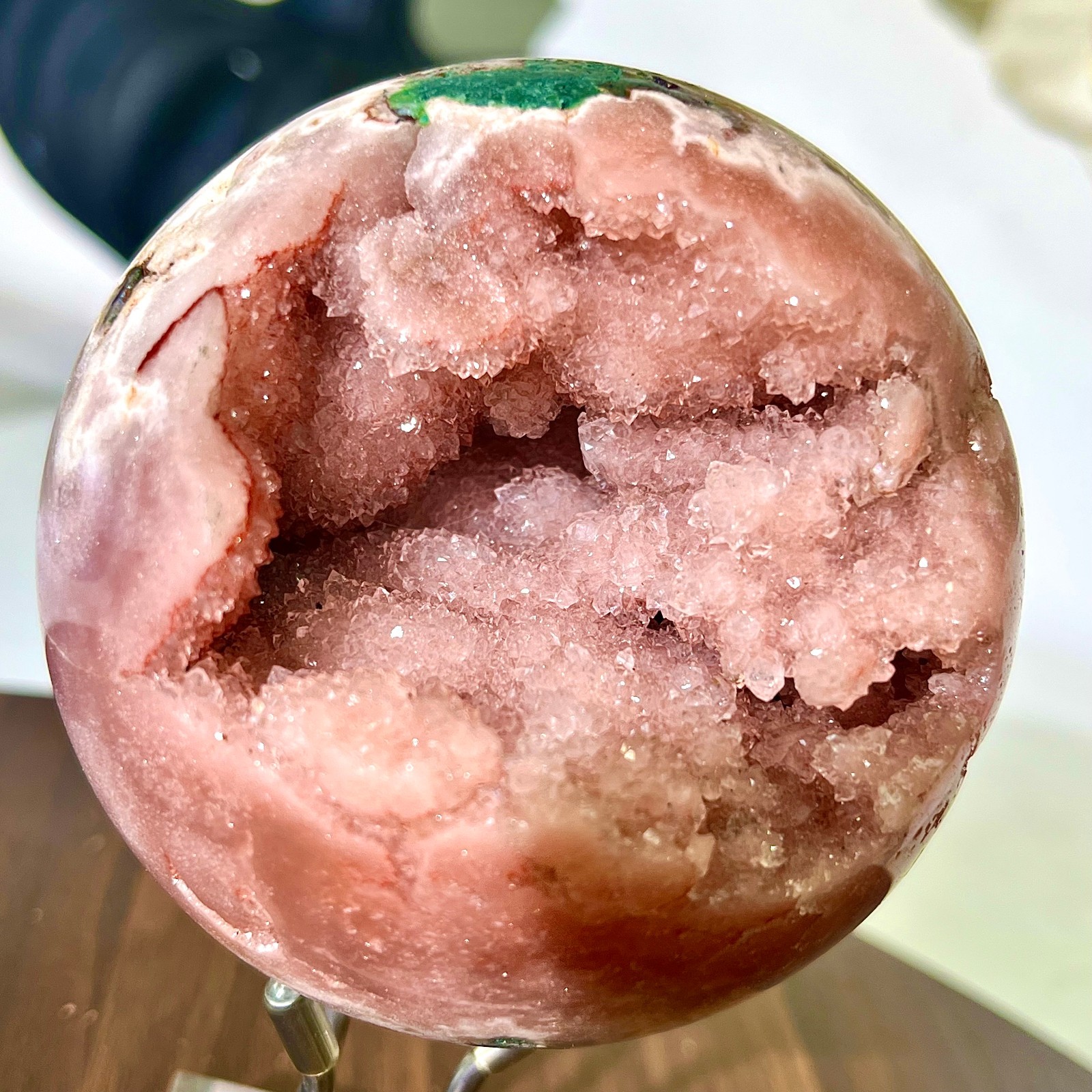 1.36LB Natural Purple Pink Crystal Advanced Cave Spherical Spiritual Decoration