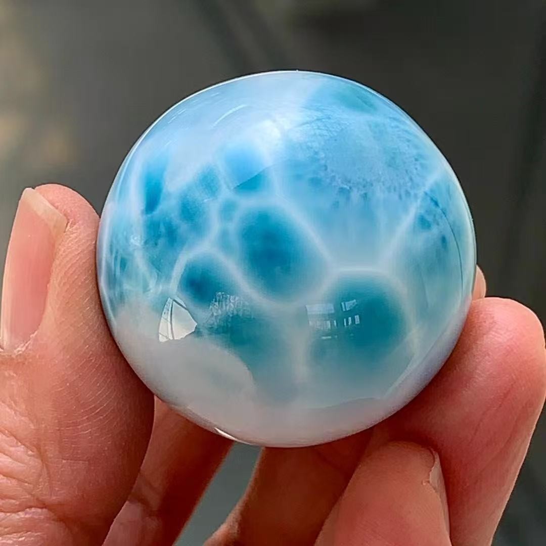 36mm Natural Larimar Gemstone sphere quartz polished ball Reiki energy