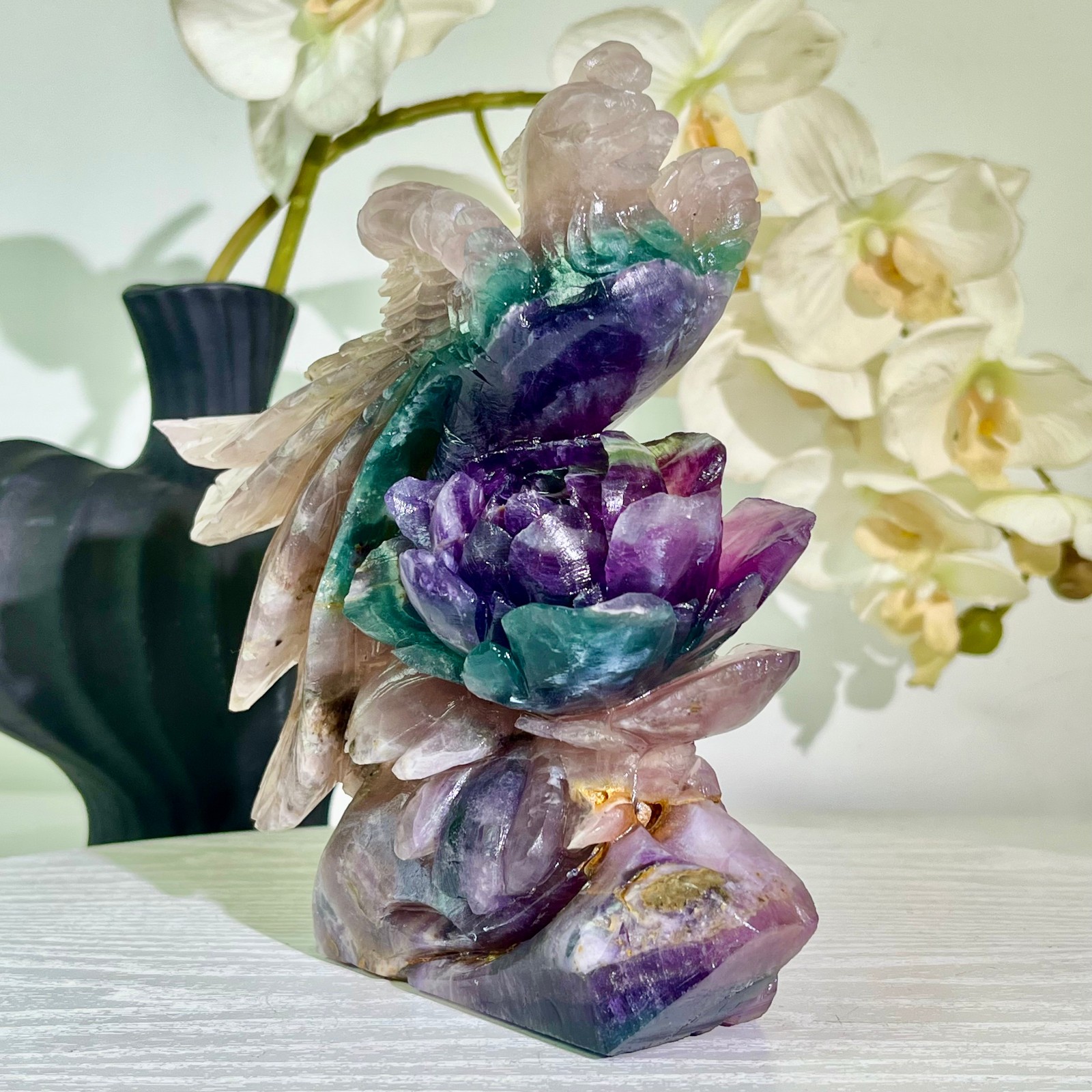 3.5LB Natural fluorite quartz products, hand carved and polished spiritual orna