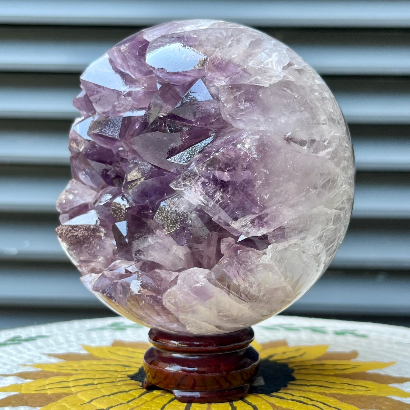4.2 lb Amethyst Geode Crystal Sphere Natural Druzy Ball Agate Display Art Decor
