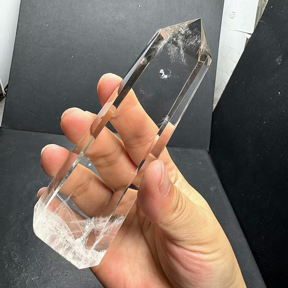 230g Natural White Quartz Obelisk Crystal Energy Tower Reiki Healing+Stand