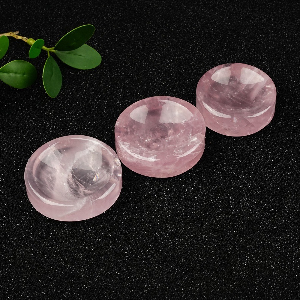 Natural Rose Quartz Round Crystal Bowl Reiki Healing stone Home Decor random1pcs