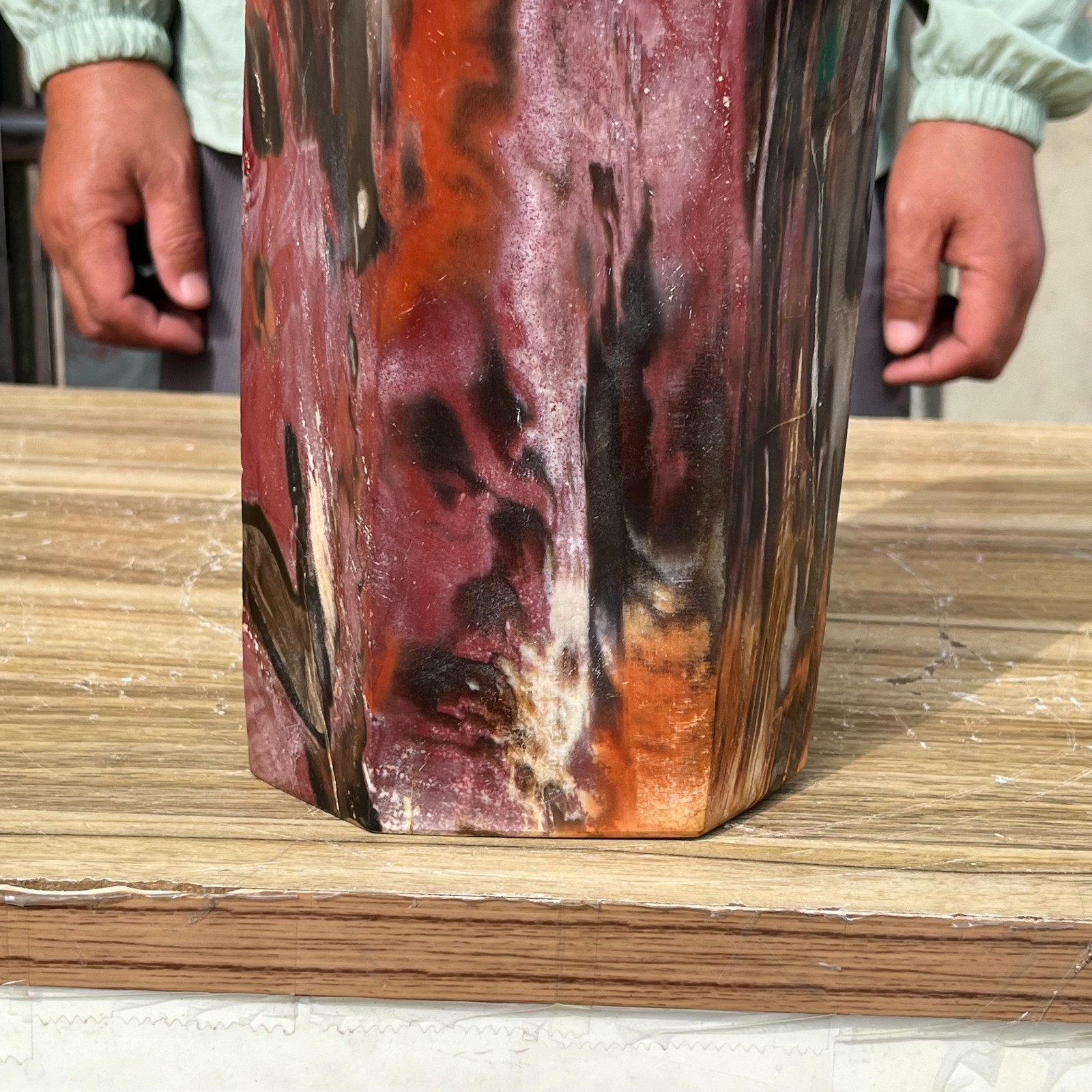 16.98LB Large Natural Polished Petrified Wood Obelisk Tower Crystal Reiki Decor
