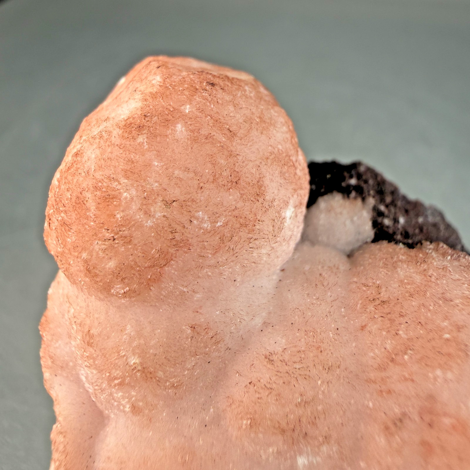 Vibrant Pink Manganocalcite on Hematite: Montreal Mine, Iron County, Wisconsin