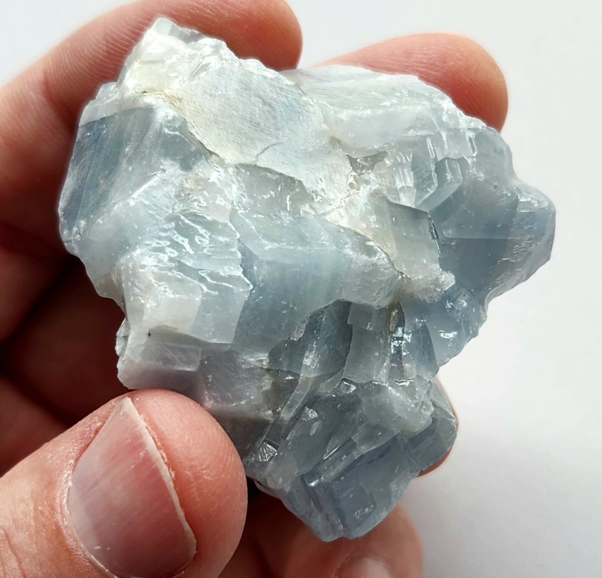 2″ 63g Natural Blue Calcite Crystal Cabinet Display Specimen