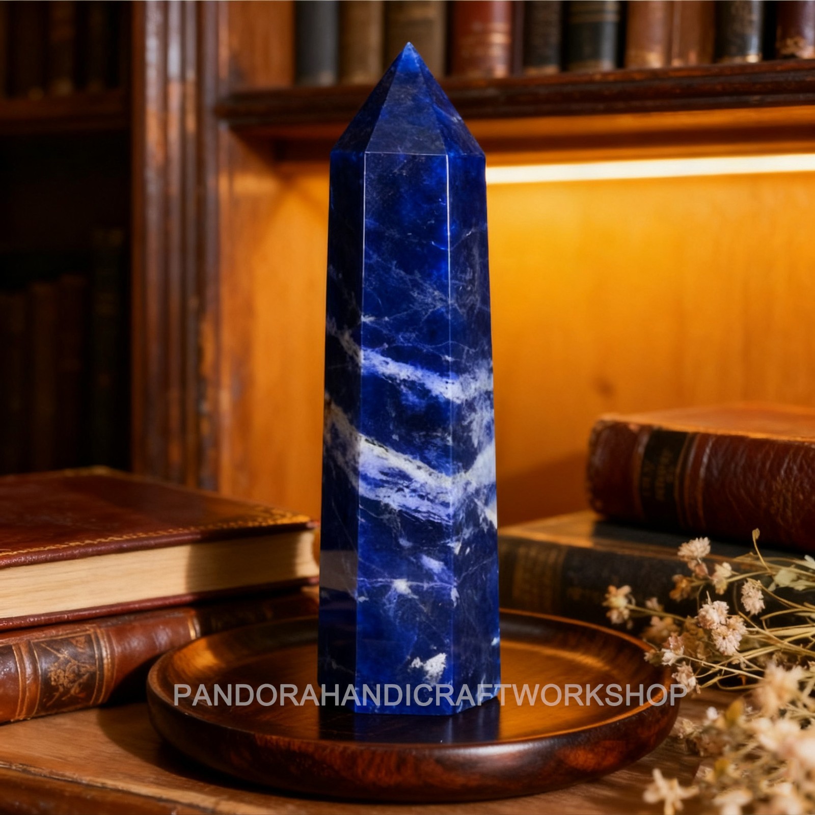 Blue Sodalite Crystal Tower Point Healing Crystal Obelisk Gemstone Tower Wand