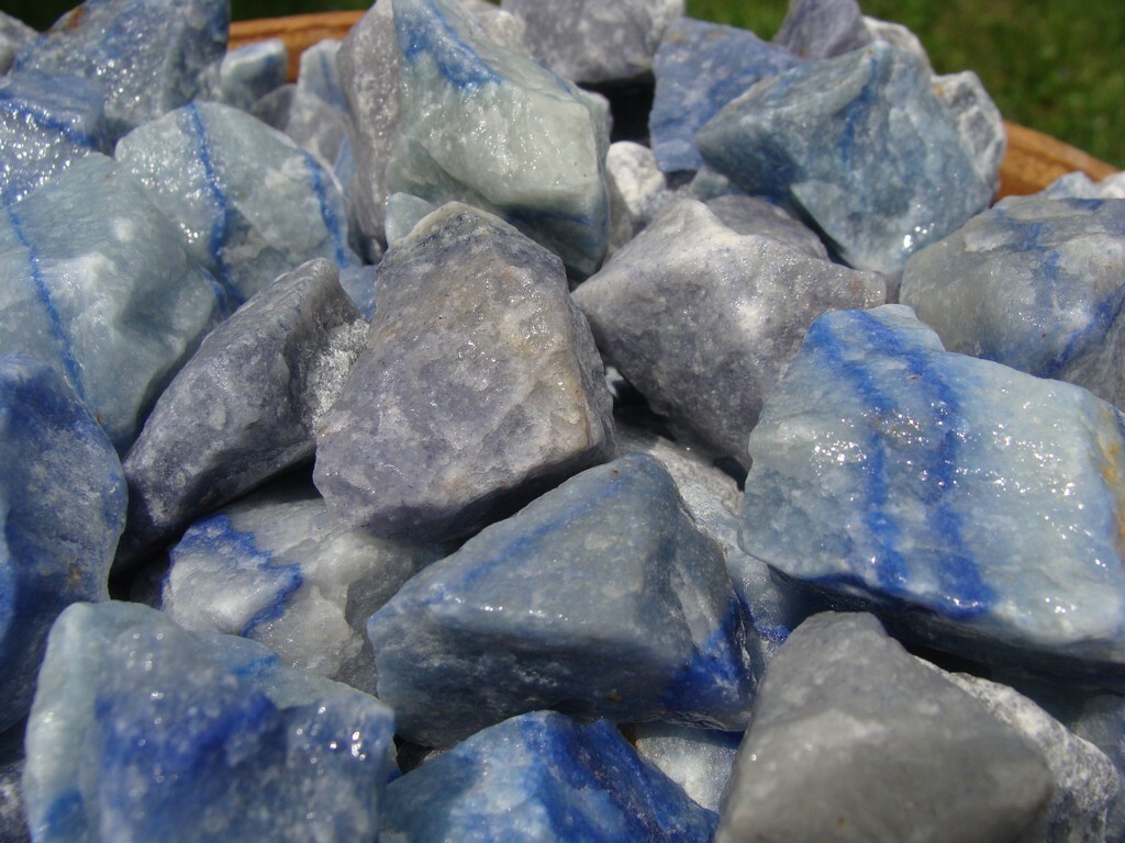 Blue Quartz Rough – Very High Quality – 3000 Carats + a FREE faceted Gemstone