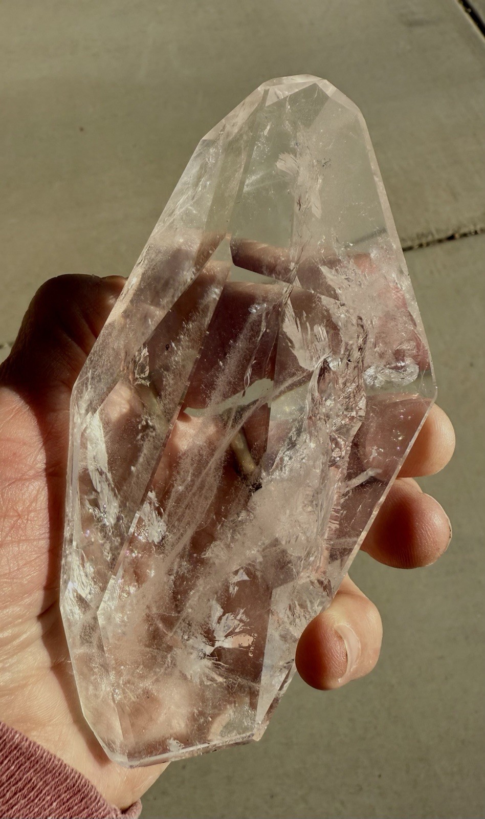 HIGHEST QUALITY CLEAR Quartz Crystal Geometric Freeform 472gr my bEST w/Stand
