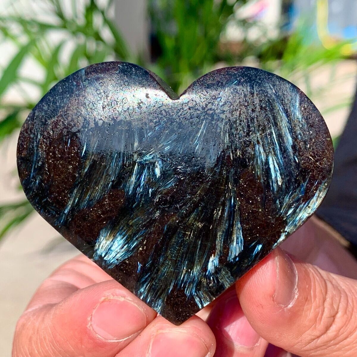 Natural Arfvedsonite Heart Stone 1pc Healing Reiki Stone Gift Home Decor Collect
