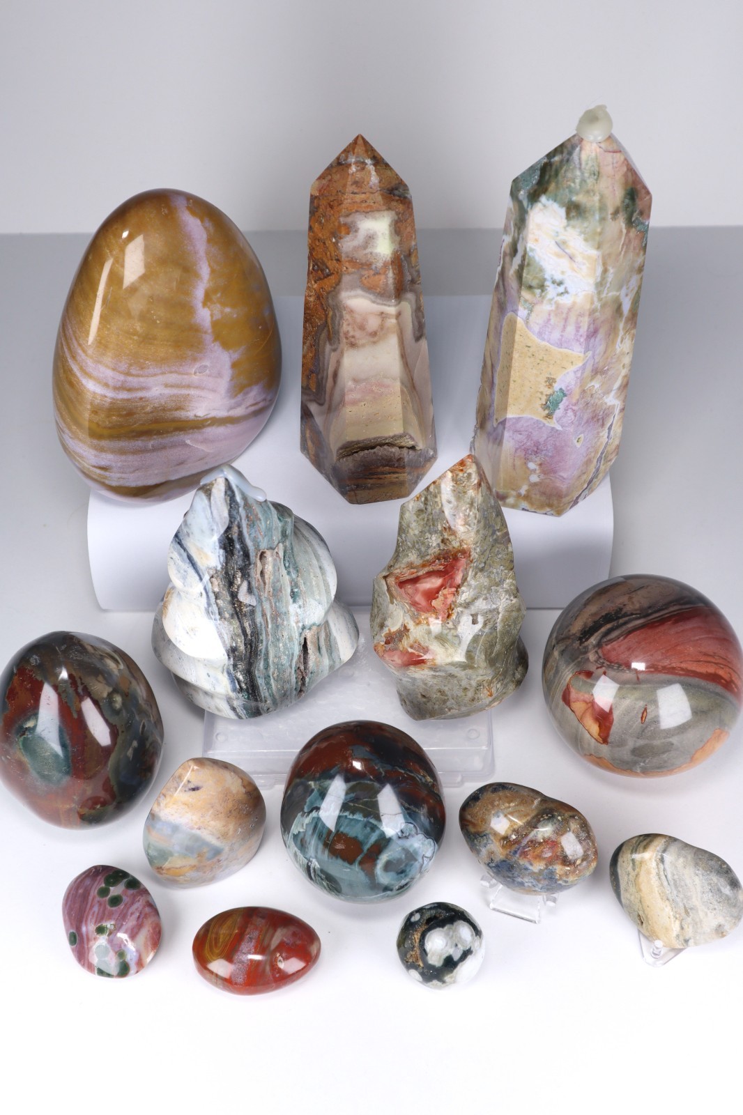 HUGE Polished JASPER CRYSTALS Collection – 12.5 lbs Mixed Sea Jasper Polychrome